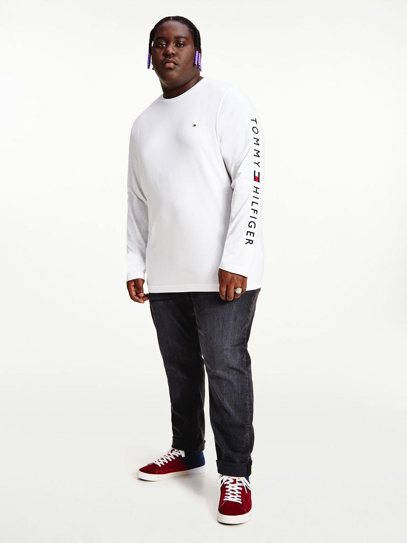 Férfi Tommy Hilfiger Big and tall organic cotton logo Póló Fehér | HU 789RVD